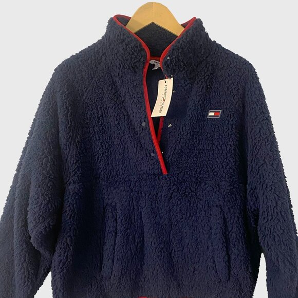 *NEW* Tommy Hilfiger Teddy Pullover - front pocket - Navy - Picture 1 of 4